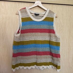 Pendleton Crochet Stripe Tank - Beige, Blue, Olive & Rose